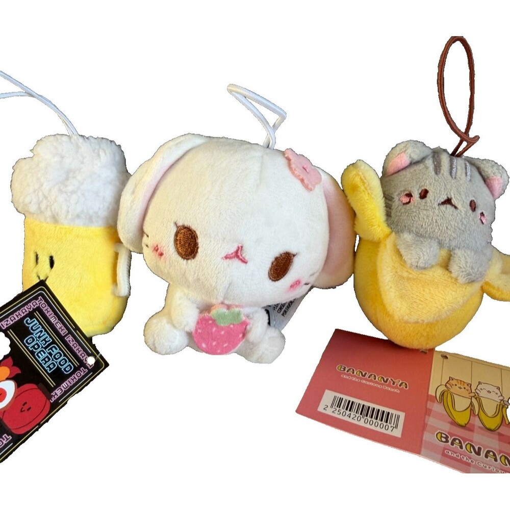 Cute Kawaii Fruit Plush Bundle Banana Cat Strawberry Bunny Plushies